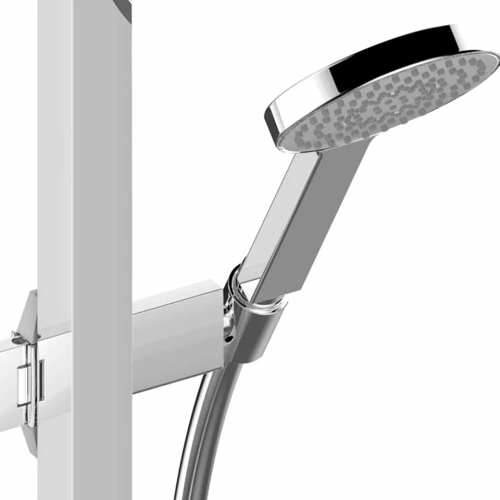 Schiebeschiene für Dusche mit Handbrause aus verchromtem Messing mit feinem Design - Girino