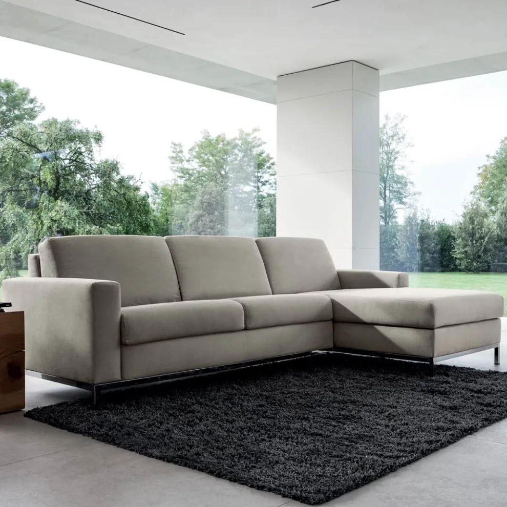 Schlafsofa mit Halbinsel aus Metall und Polyurethan Made in Italy - Folle