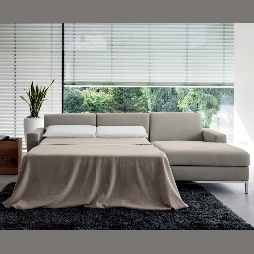 Schlafsofa mit Halbinsel aus Metall und Polyurethan Made in Italy - Folle