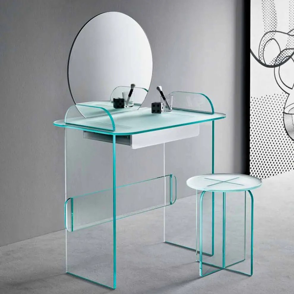 Schminktisch mit Spiegel und Glasschublade 3 Ausführungen - Salvie