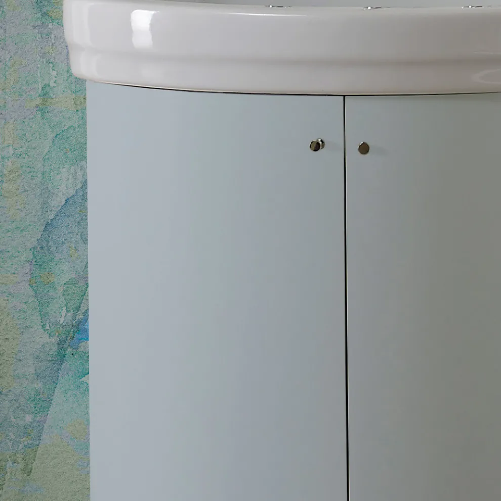 Schrank mit Keramikwaschbecken und 2 himmelblauen Türen – Candy