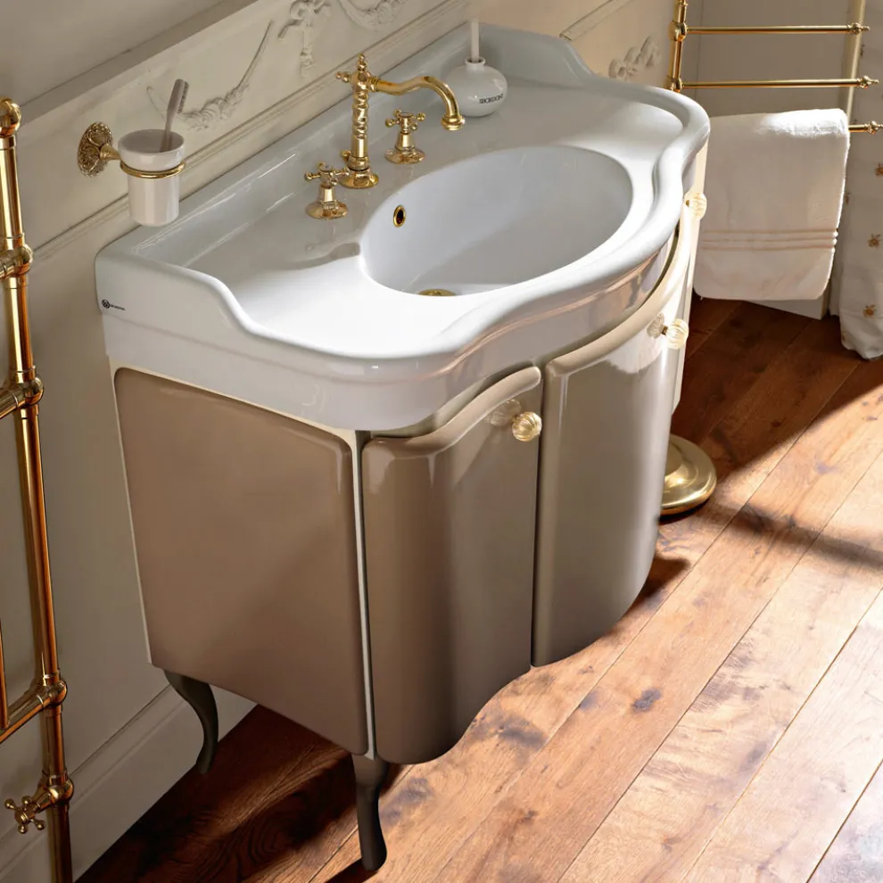 Schrank mit zwei Türen und glänzend lackiertem Korb, hergestellt in Italien – Candy