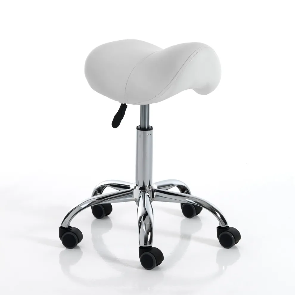 Schreibtischhocker aus Kunstleder und Metall – Titan