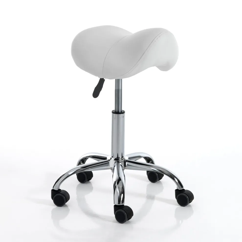 Schreibtischhocker aus Kunstleder und Metall – Titan