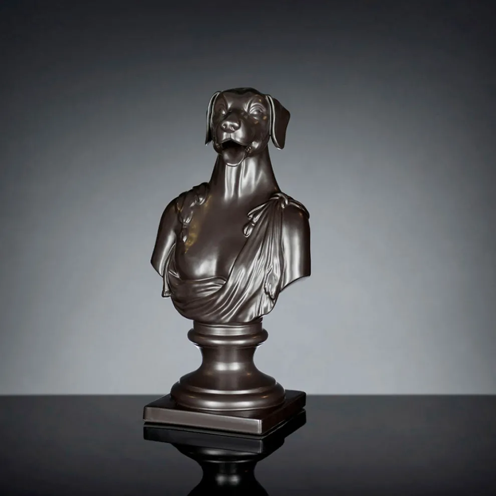 Schwarze handgefertigte Keramikskulptur 100 % Made in Italy Fabas 2