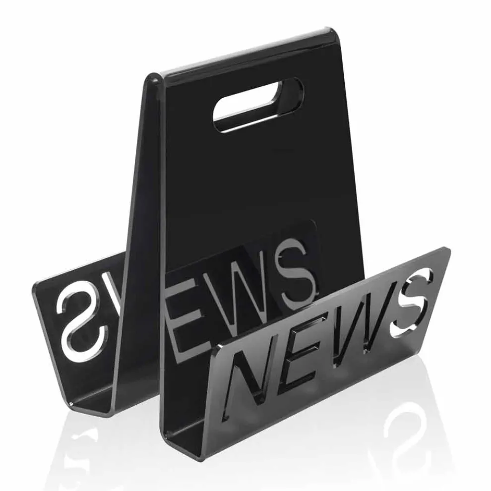 Schwarzer oder transparenter Plexiglas Design Zeitungsständer Made in Italy - Omar