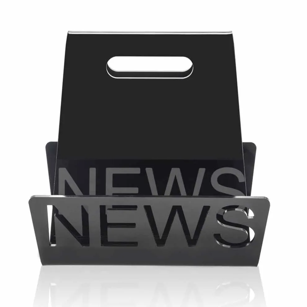 Schwarzer oder transparenter Plexiglas Design Zeitungsständer Made in Italy - Omar