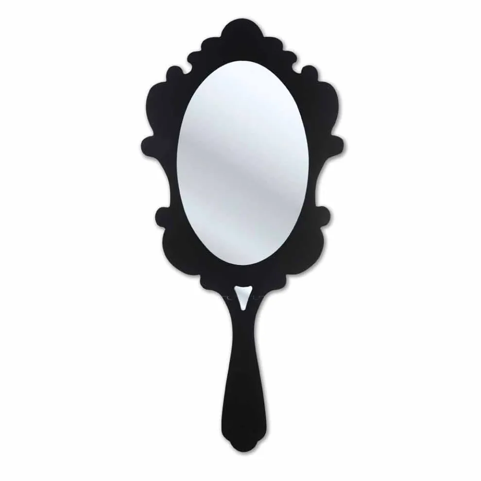Schwarzer Wandspiegel mit verziertem Rahmen Snow made in Italy