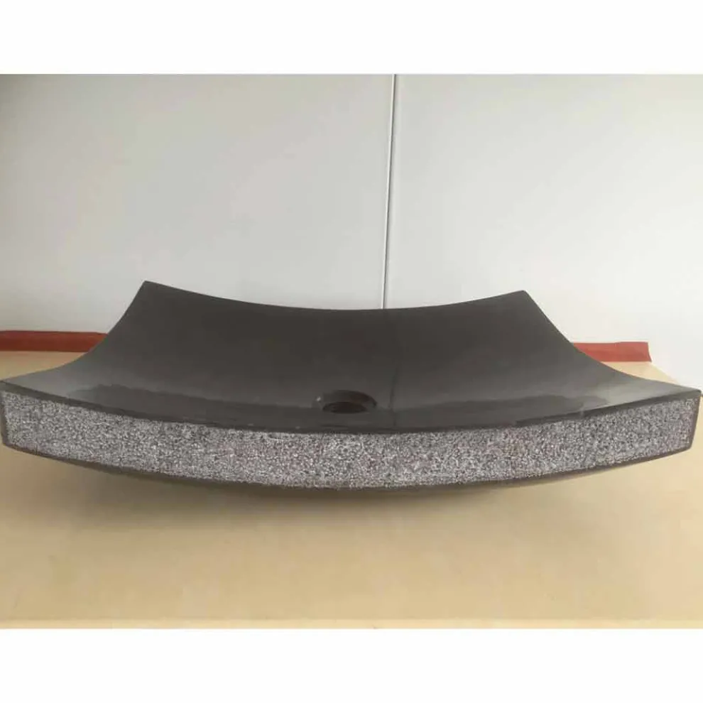 Schwarzes Aufsatzwaschbecken für Badezimmer aus Love-Naturstein, Einzelstück