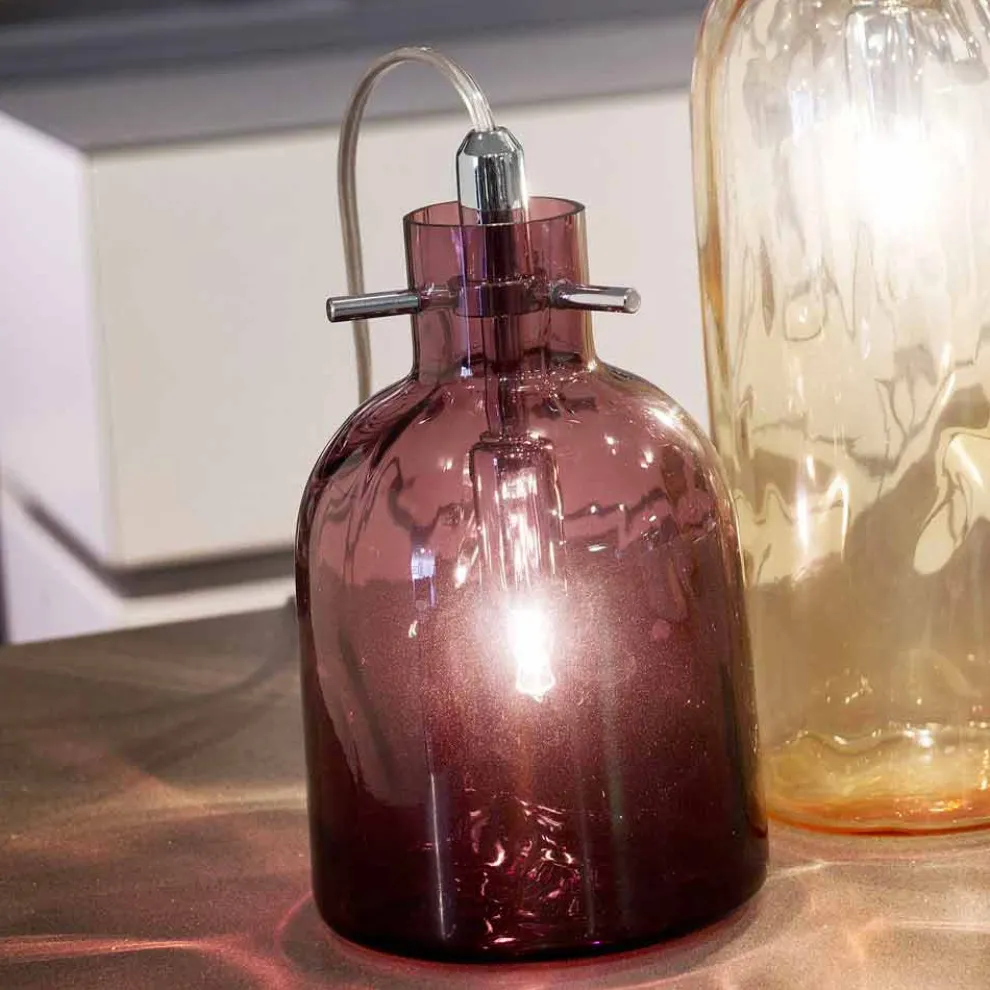 Selene Bossa Nova Tischlampe Ø11 H16cm,  geblasenes Glas, Amethyst