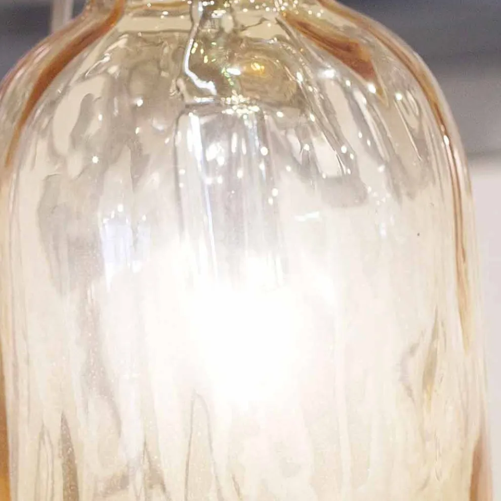 Selene Bossa Nova Tischlampe Ø10H26cm geblasenes Glas, Bernsteinfarben