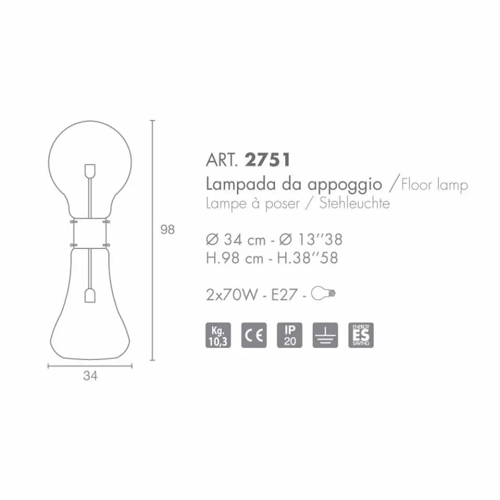 Selene Dina Tischlampe mit geblasenem originalem Murano-Glas, Design