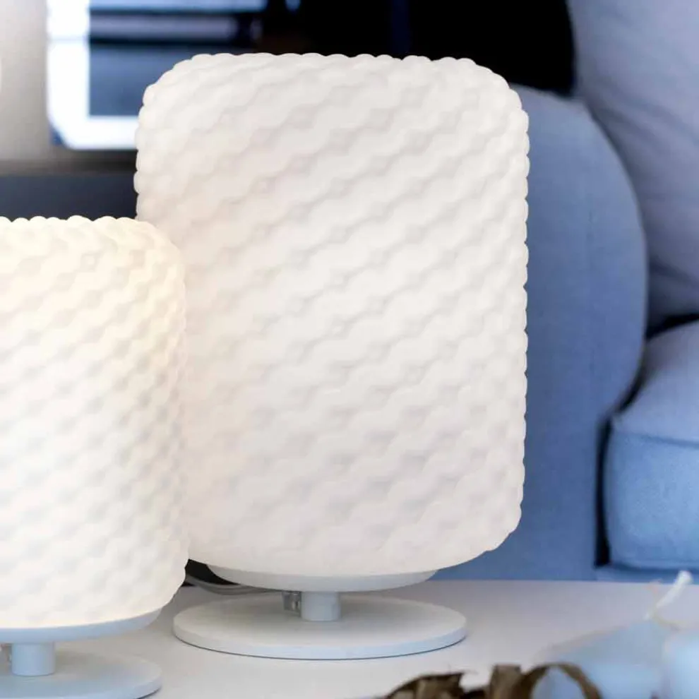 Selene Domini Tischlampe Ø21 H30cm, geblasenes Glas, made in Italy