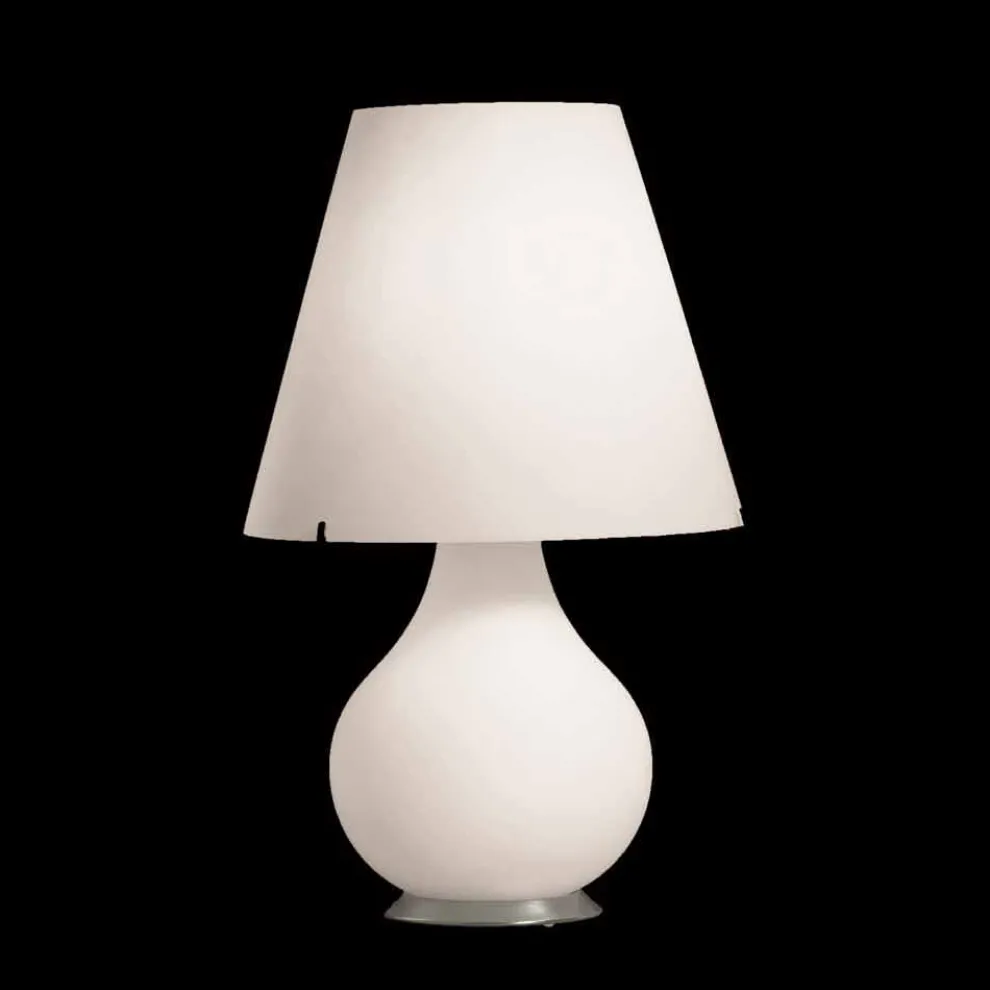 Selene Forever Tischlampe aus weißem geblasenem Glas Ø34 H 55cm