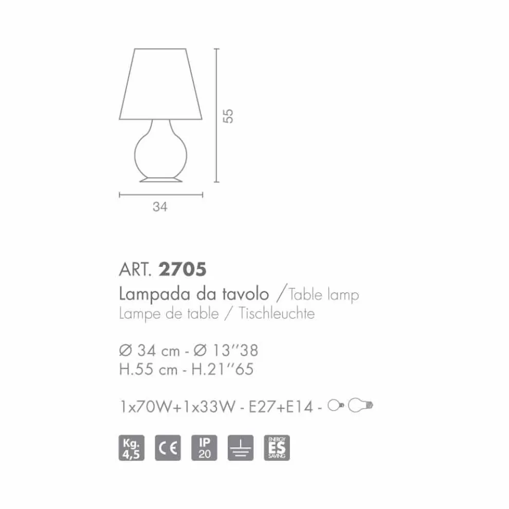 Selene Forever Tischlampe aus weißem geblasenem Glas Ø34 H 55cm