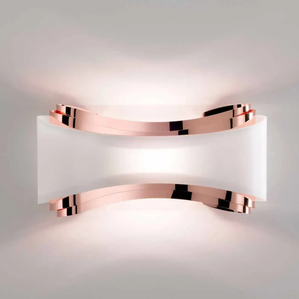 Selene Ionica handgemachter Wandleuchter aus Stahl und Glas 43x12H20cm