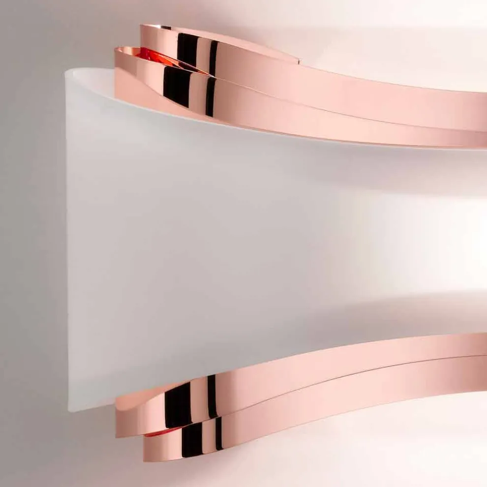 Selene Ionica handgemachter Wandleuchter aus Stahl und Glas 43x12H20cm