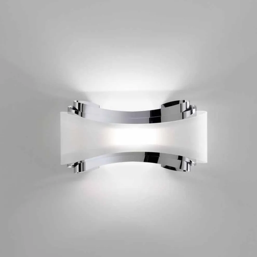 Selene Ionica Wanleuchter aus Stahl und Glas,32x10H16cm, made in Italy