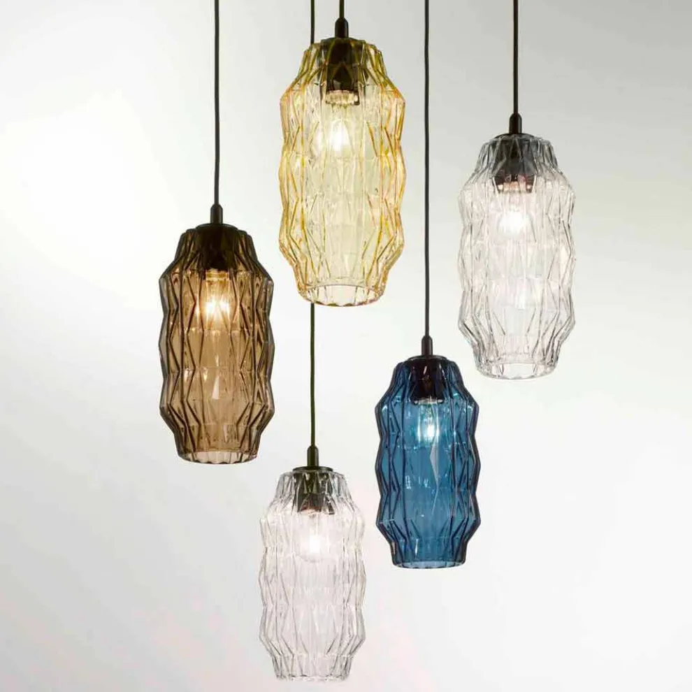 Selene Origami Hängelampe aus geblasenem Glas Ø16 H 30/140cm