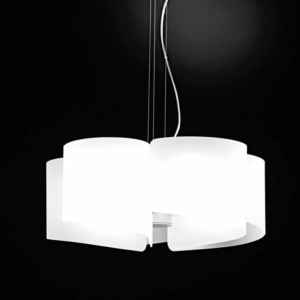 Selene Papiro weiße Hängelampe aus Kristall Ø65 x H 140 cm