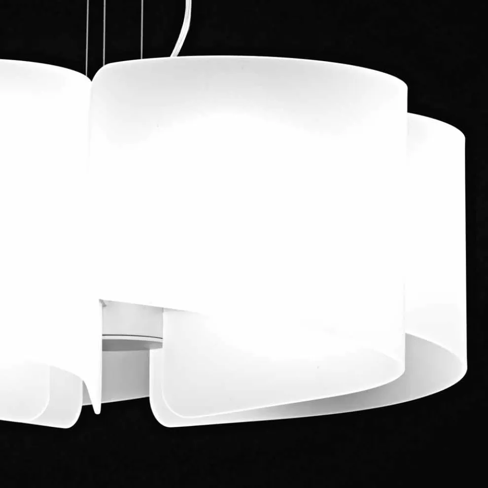 Selene Papiro weiße Hängelampe aus Kristall Ø65 x H 140 cm