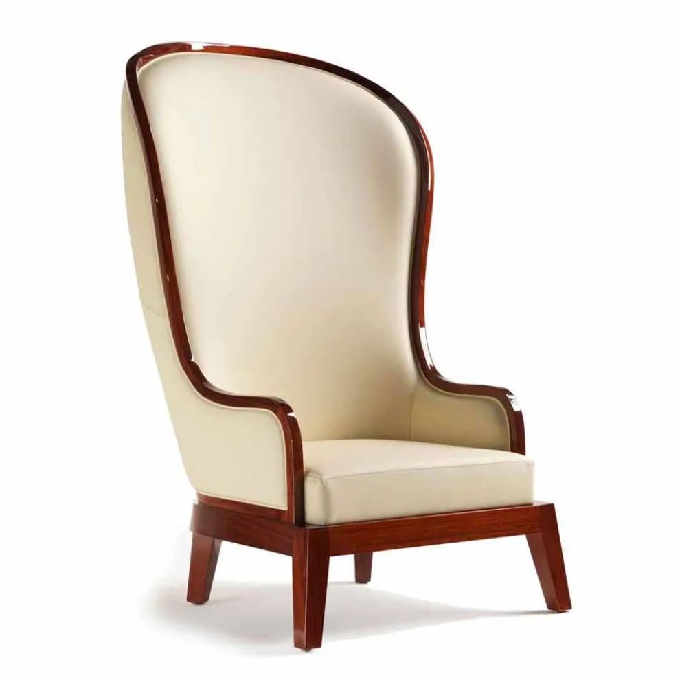 Sessel aus Leder und Laser Dekoration, made in Italy, Design Eli