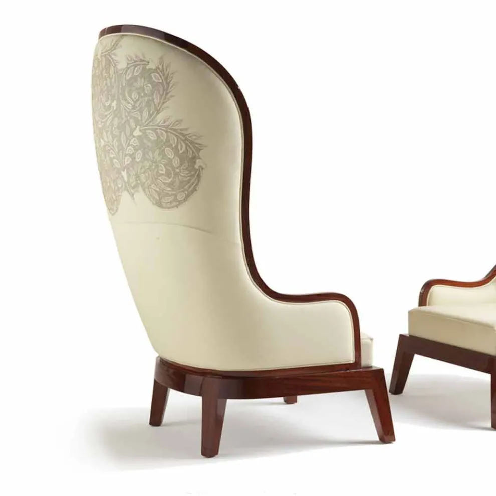 Sessel aus Leder und Laser Dekoration, made in Italy, Design Eli