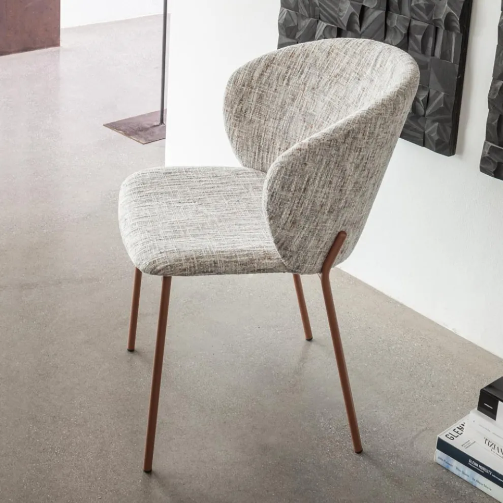 Sessel aus Metall und Sitz aus Neve-Kaschmir, hergestellt in Italien – Ivy