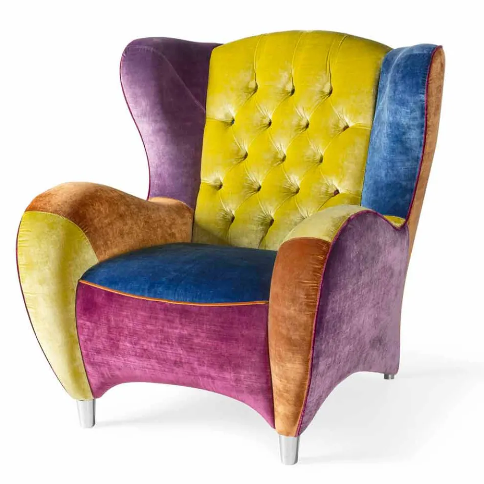 Sessel aus Samt mit Capitonnè Dekor Schinke