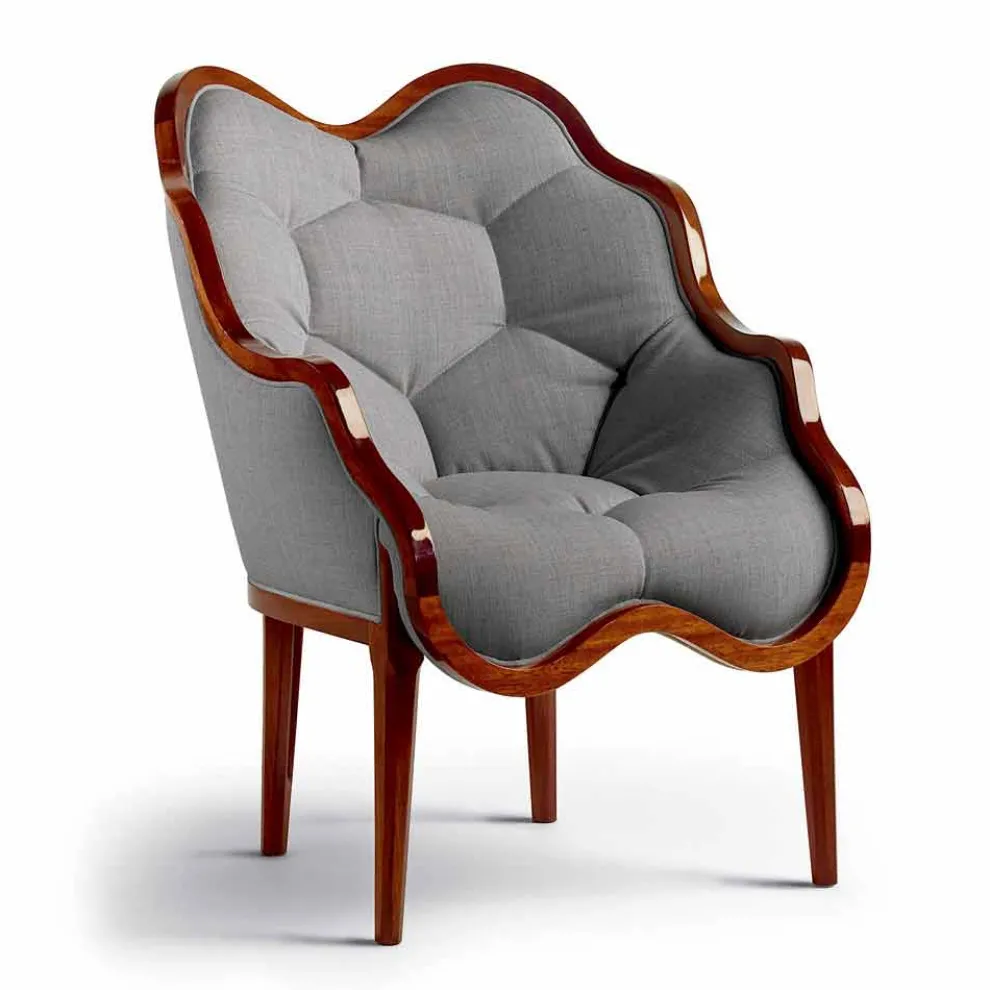 Sessel aus Stoff und Massivholz, Design, made in Italy, Begga