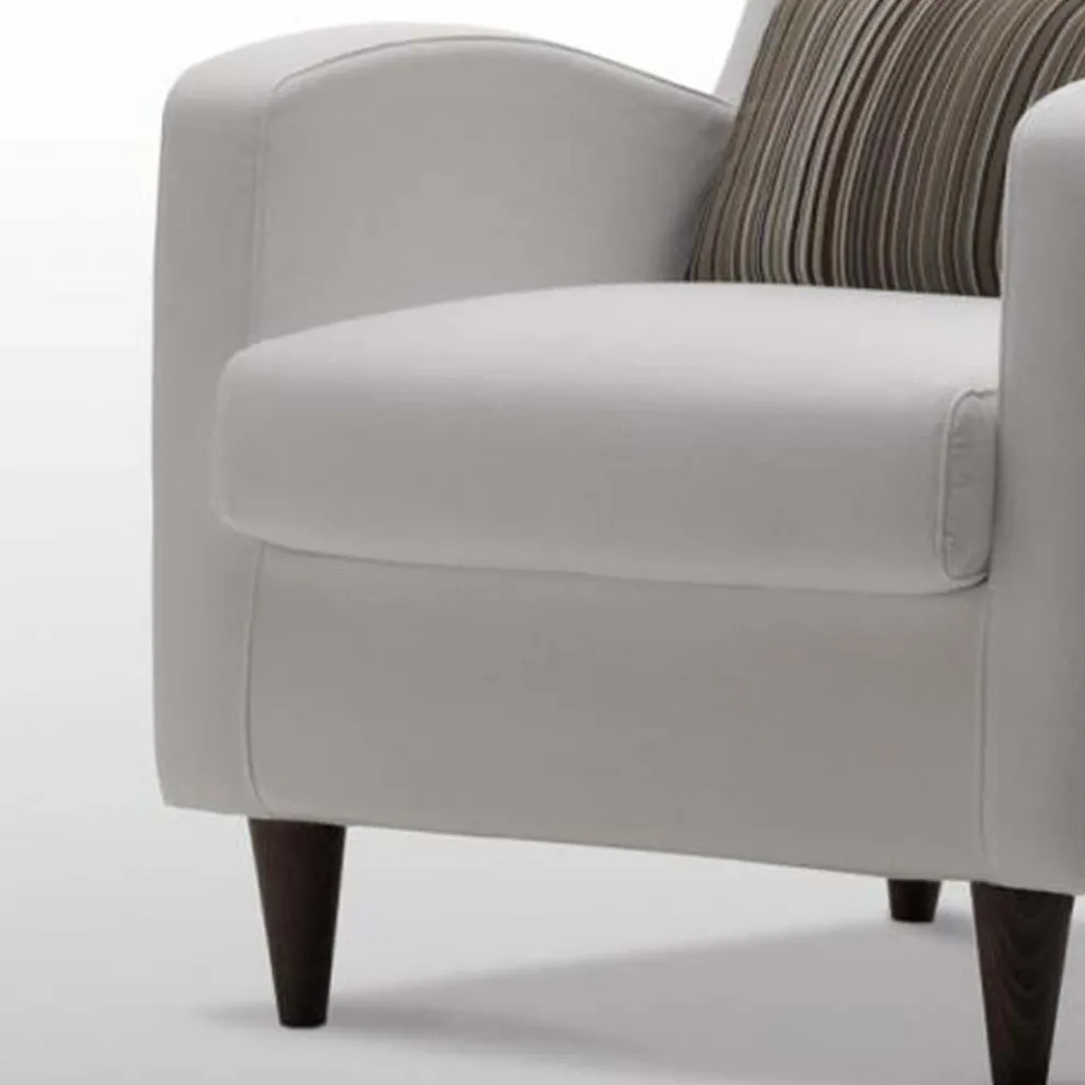 Sessel aus weißem Stoff mit Holzfüßen Made in Italy - Lorena