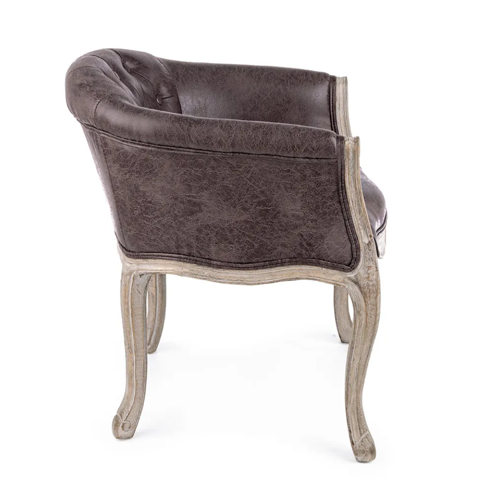 Sessel im klassischen Design mit Sitz in Holz- und Kunstlederoptik - Katen