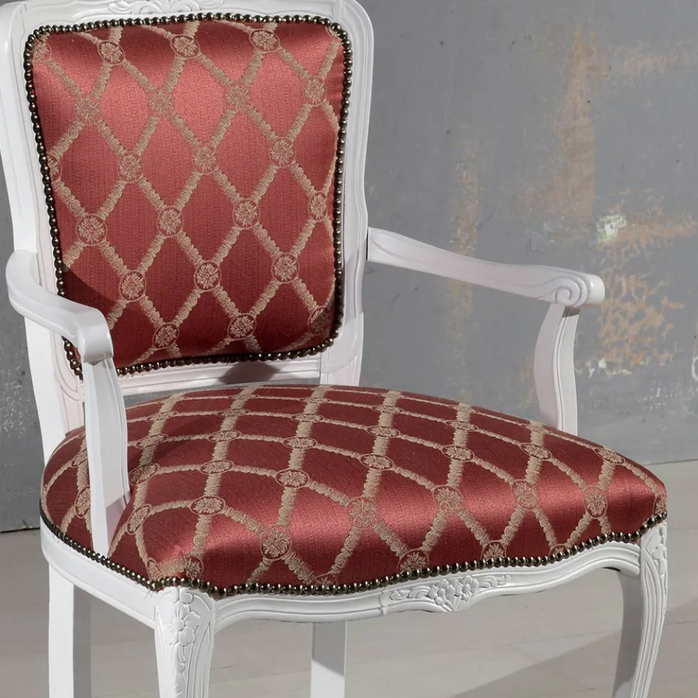 Sessel mit Armlehnen und Struktur aus weiß lackiertem Holz, hergestellt in Italien – Cat