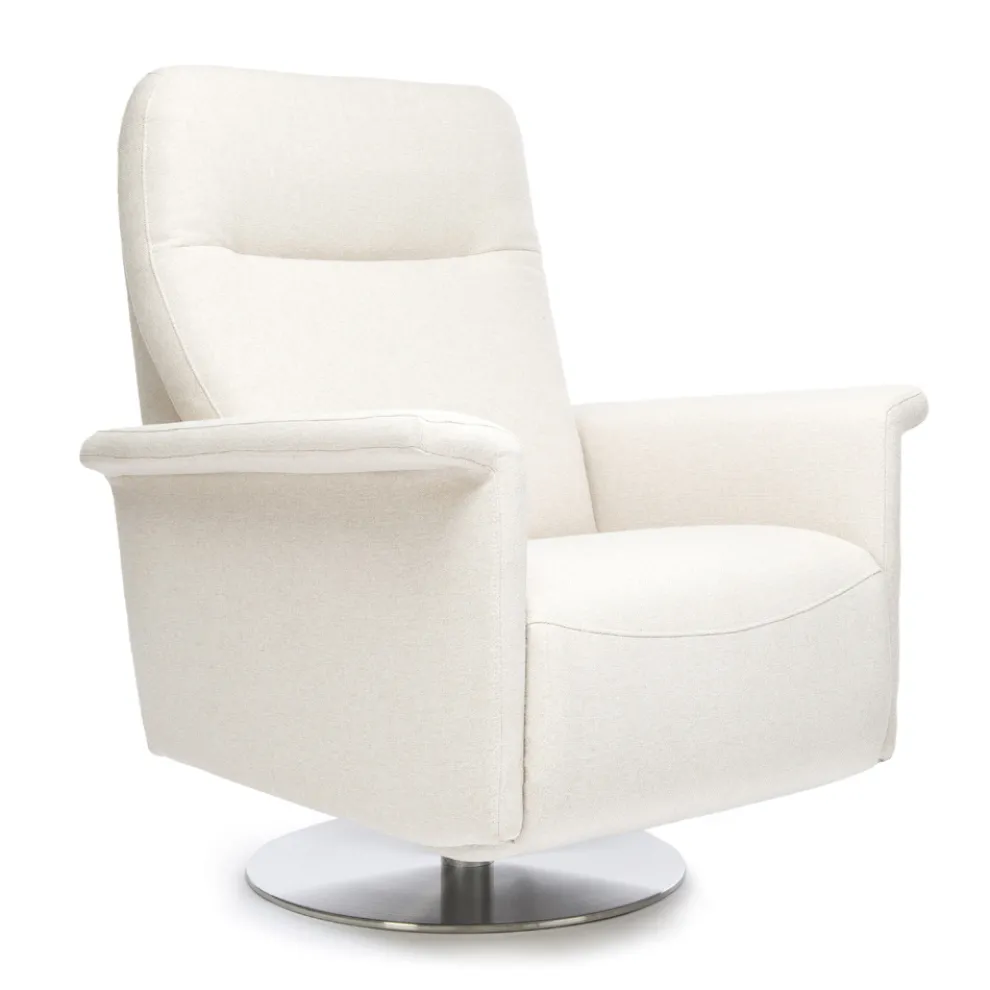 Sessel mit drehbarem Stahlgestell und Fußstütze, hergestellt in Italien – Valentina