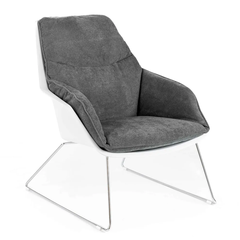 Sessel mit Metallgestell, Polypropylenstruktur und Stoffkissen - Tablet