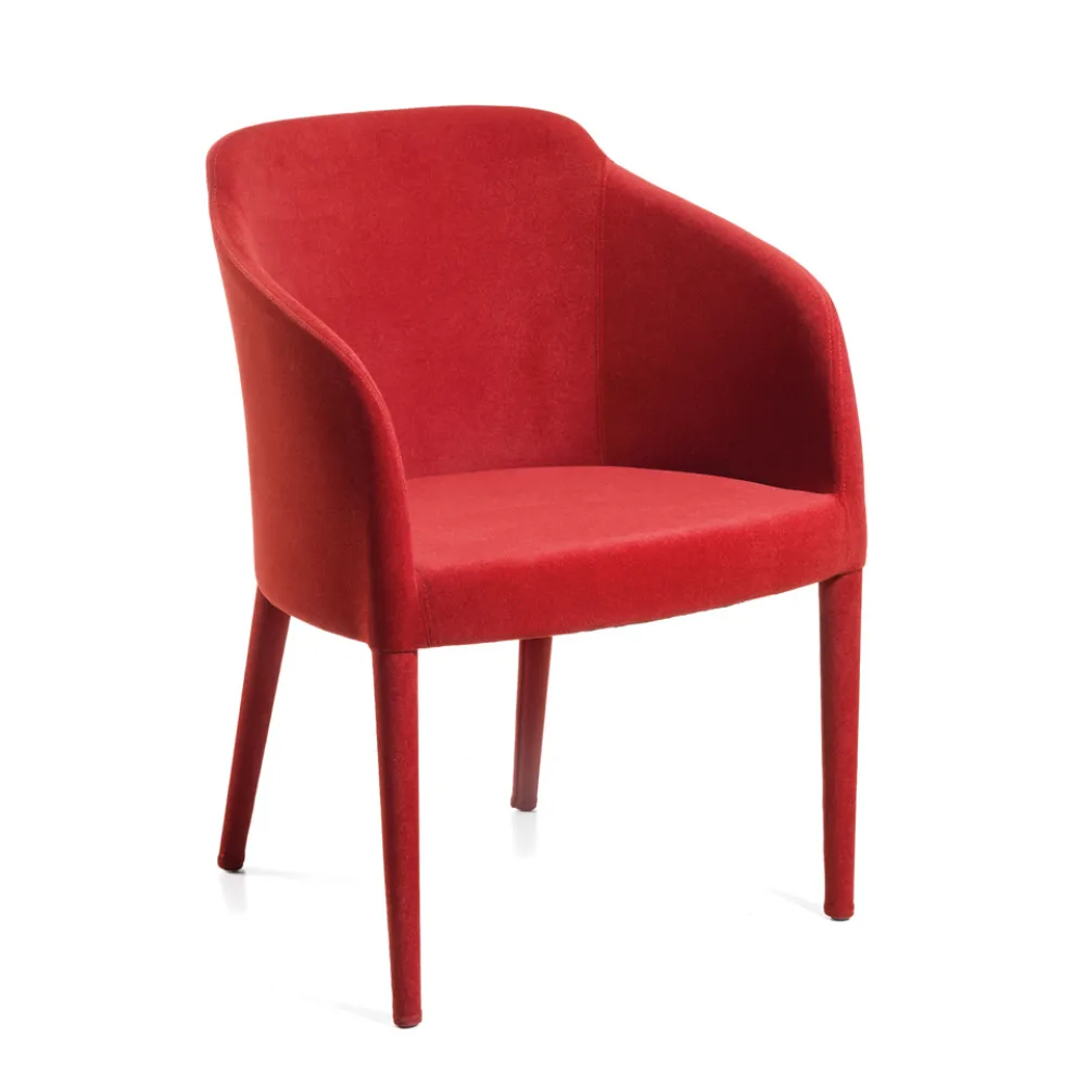 Sessel mit rotem Stoffbezug, hergestellt in Italien – Fuochi