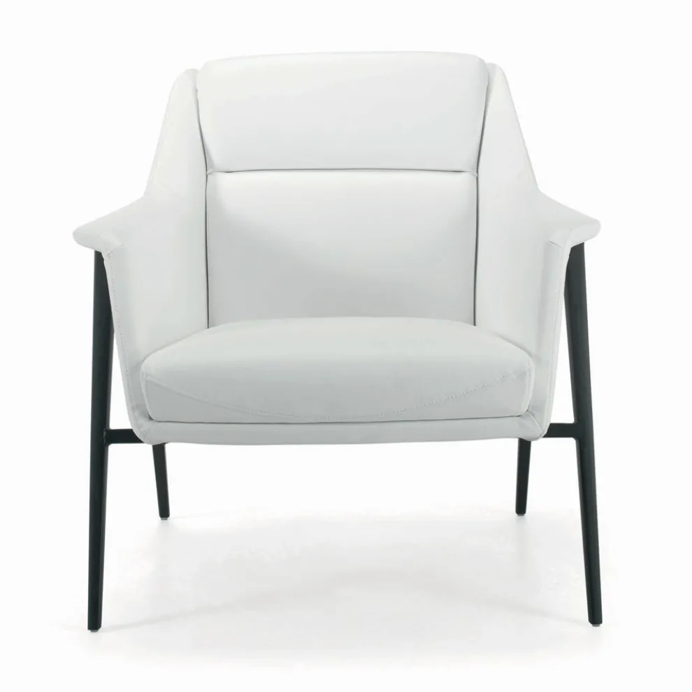 Sessel mit schwarzer Stahlstruktur und Sitz aus Öko-Leder, hergestellt in Italien – Modena