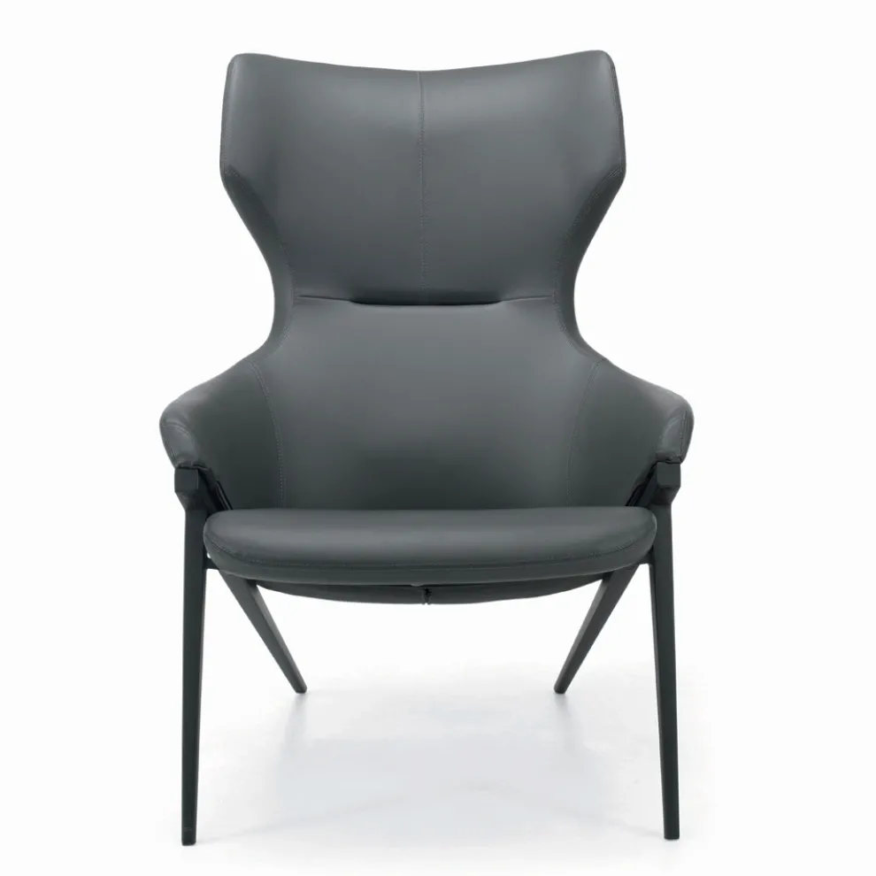 Sessel mit Stahlstruktur und Graphit-Öko-Ledersitz, hergestellt in Italien – Reggio