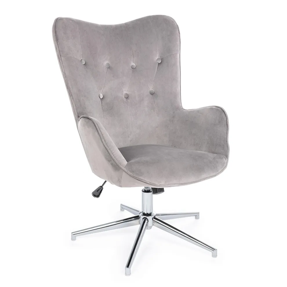 Sessel mit verstellbarer Struktur aus verchromtem Stahl und Samt - Giulia