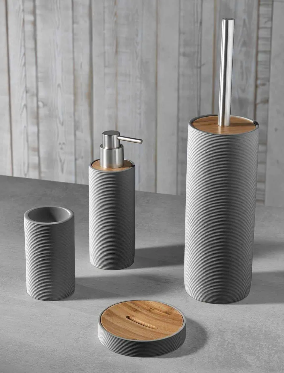 Set Arbeitsplatten-Badezimmerzubehör in Weiß oder Grau - Fox Resin