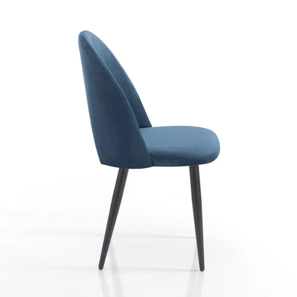 Set mit 4 Stühlen aus blauem Stoff mit Samteffekt – Dalmatiner