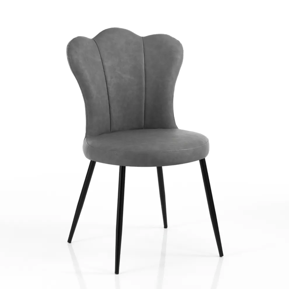 Set mit 4 Stühlen aus Kunstleder in Antikoptik – Bernstein