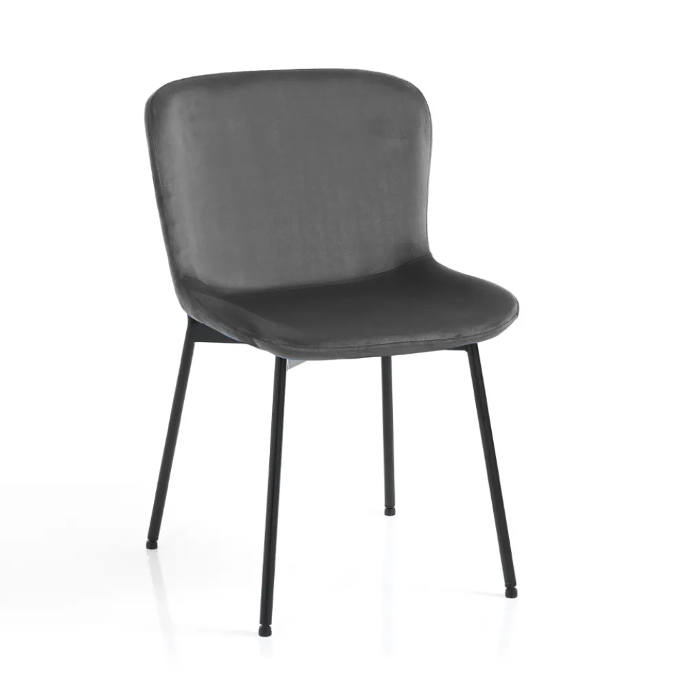 Set mit 4 Stoffstühlen und neigbaren Füßen – Dentice