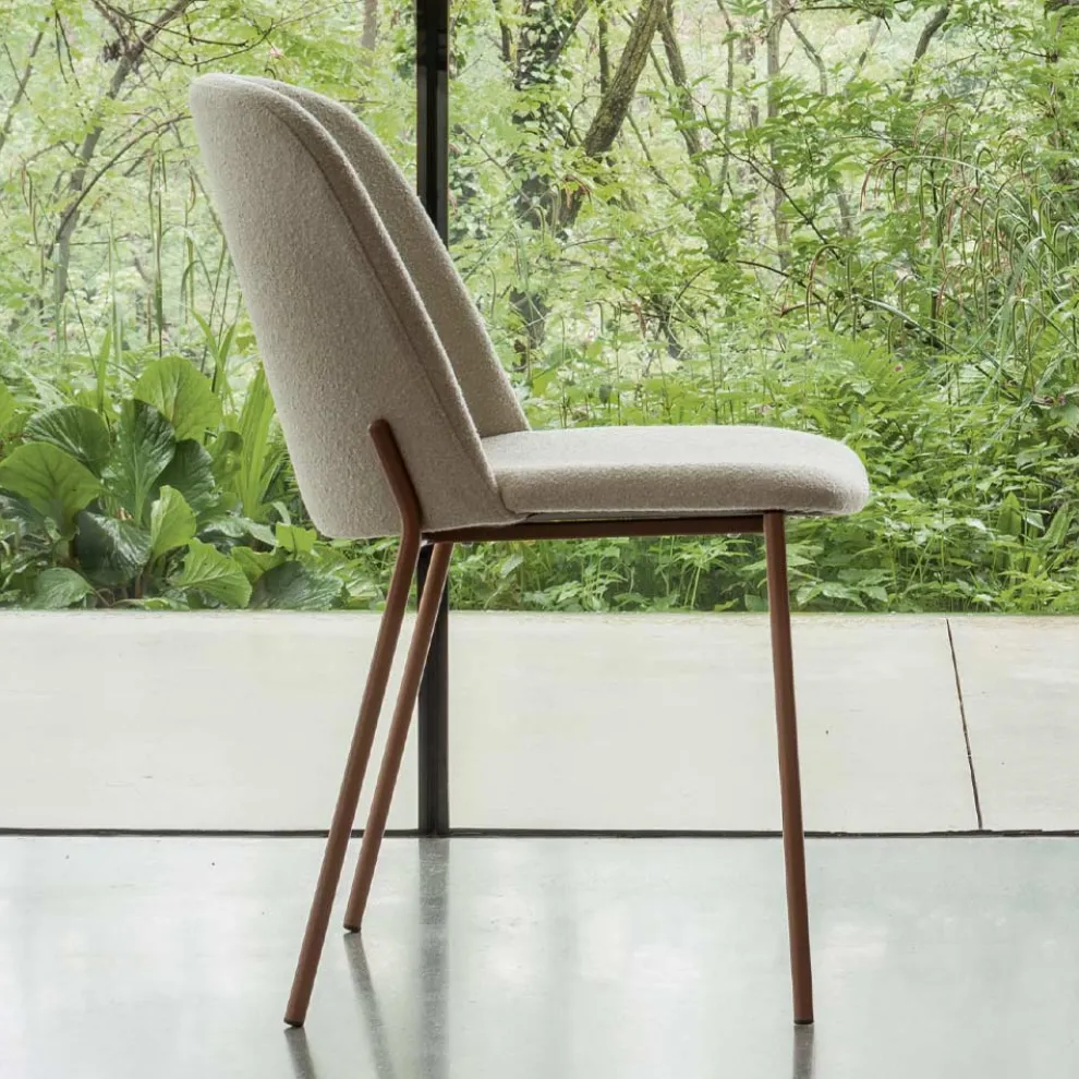 Set mit 2 Wohnzimmerstühlen aus Stoff und Metall, hergestellt in Italien – Ivy