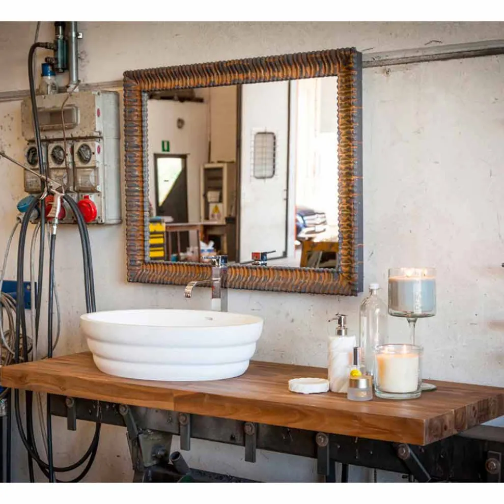 Set von Design-Hängemöbeln für Badezimmer aus gestreiftem Teak Poggio