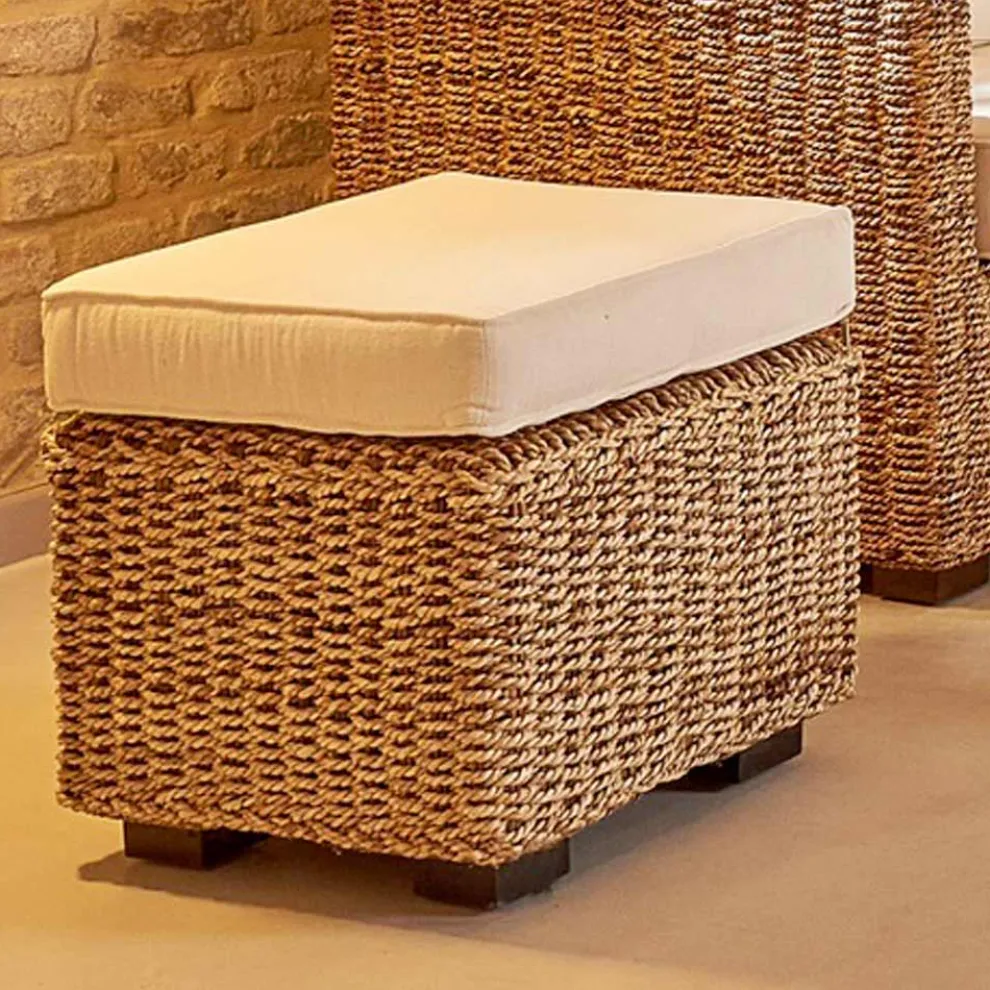 Gartenhocker aus natürlichem Abaca mit Kissen - Raziel