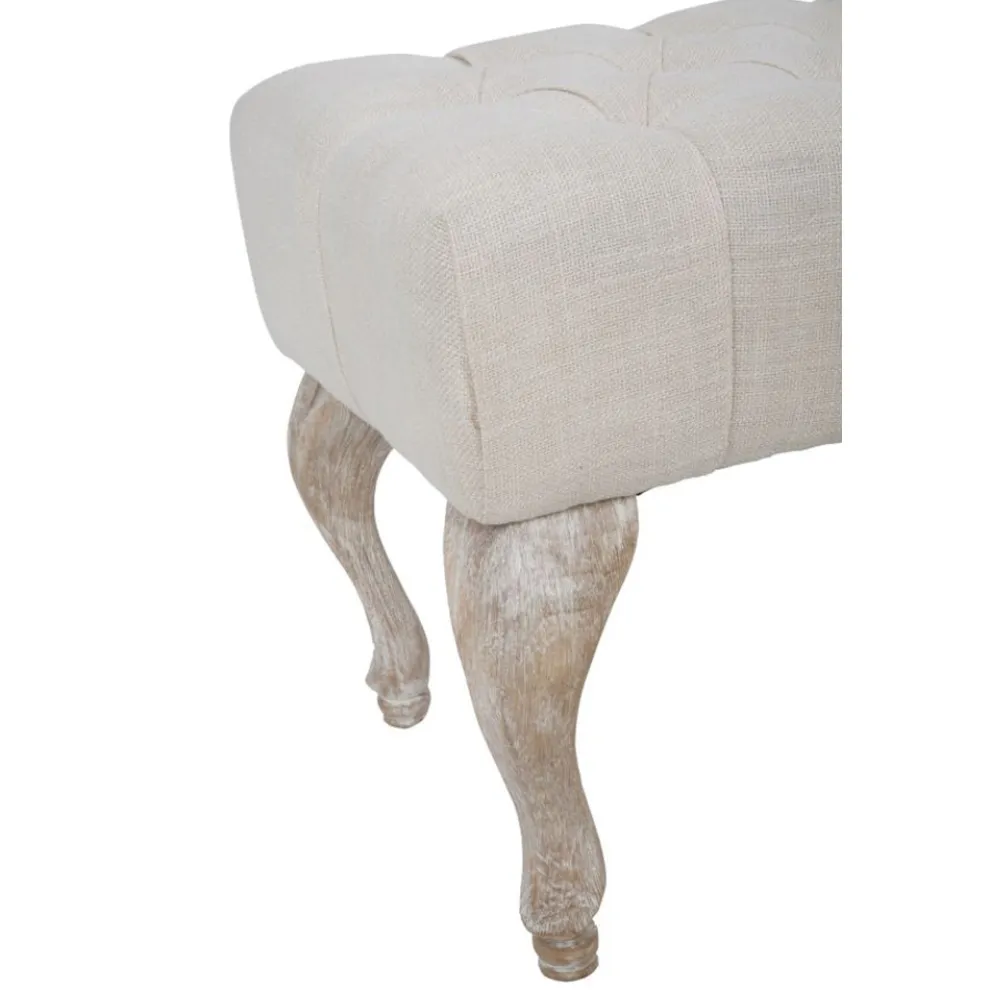 Shabby Chic Bank aus Holz mit Sitz aus gestepptem Stoff - Rocchetta