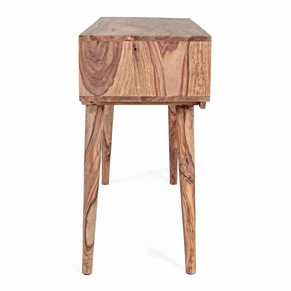 Sheesham Holzkonsole mit zwei Schubladen Ethnisches Design Homemotion - Fregene