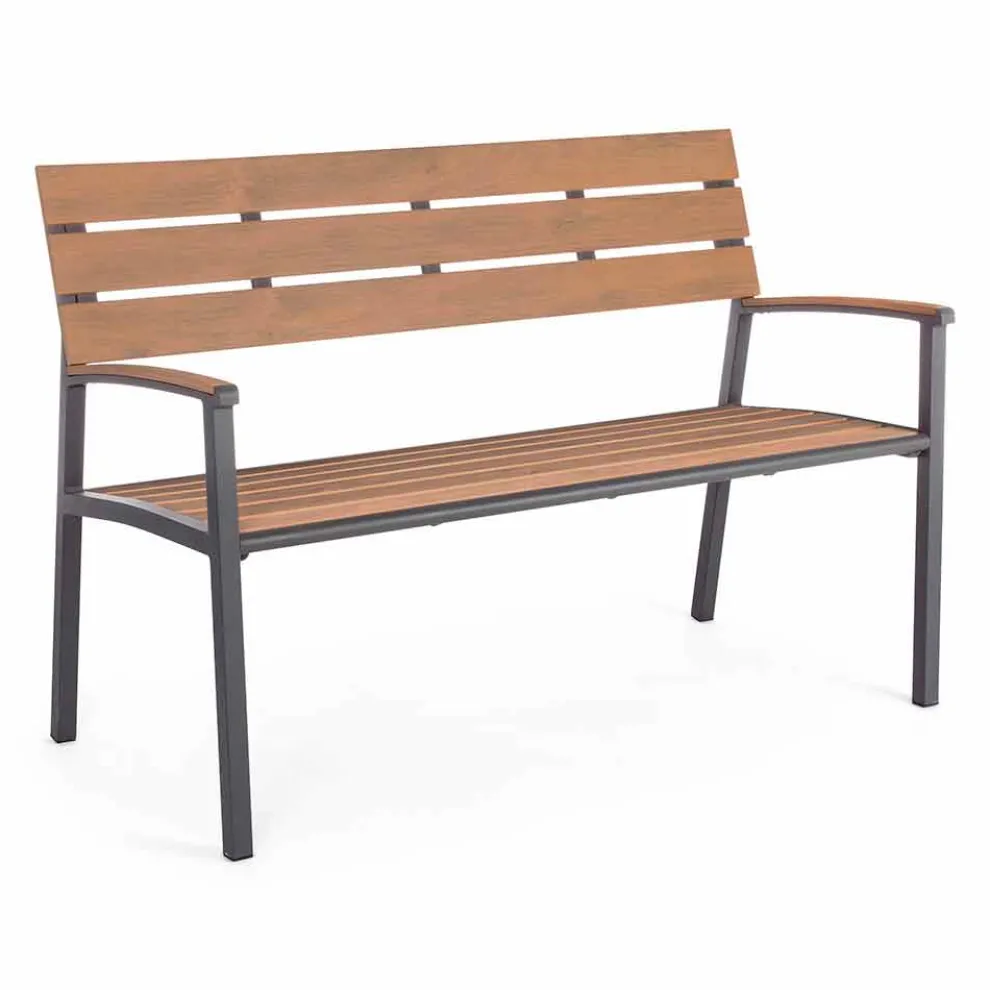 Gartenbank mit Struktur aus anthrazitfarbenem Aluminium, Homemotion - Isotta