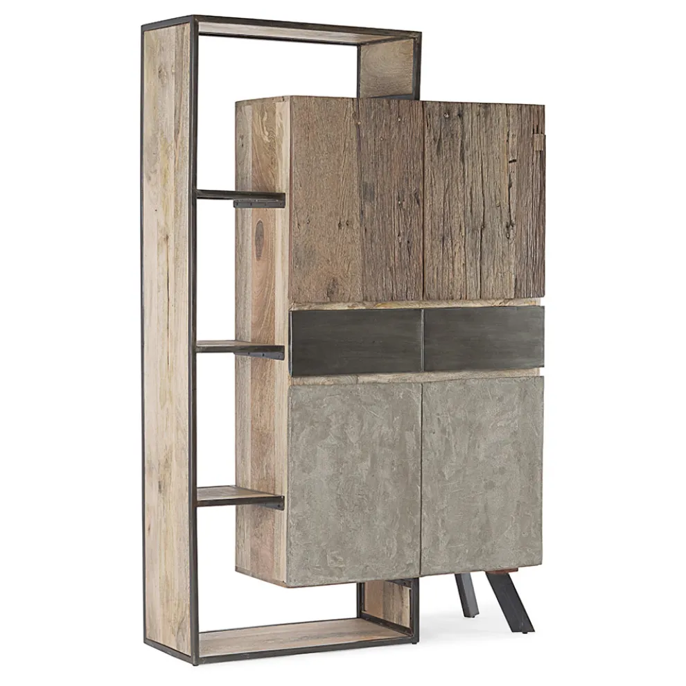 Sideboard 4 Türen 2 Schubladen aus Mangoholz und Stahl Homemotion - Signorino